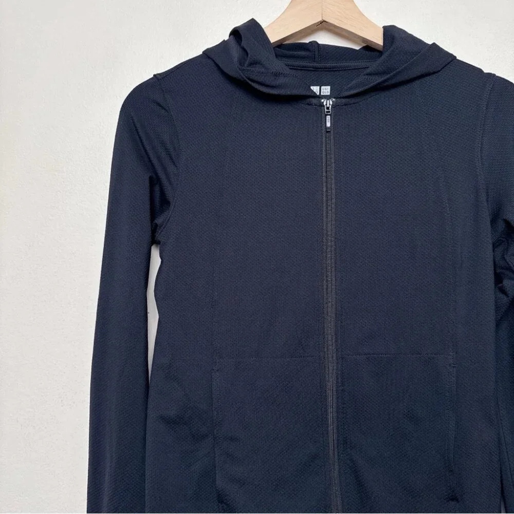 Women's Black Zip-Front Hooded Jacket - Picture 9 of 15
